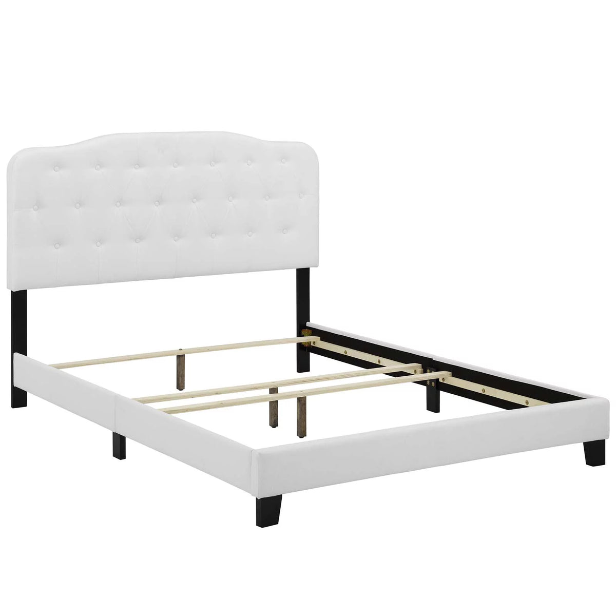 Full Upholstered Fabric Bed in White N10639