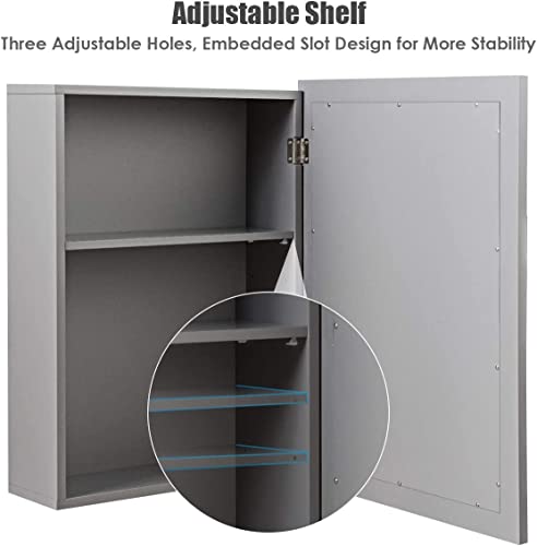 Grey Wall Mounted Mirror Medicine Cabinet with Adjustable Shelf R572045