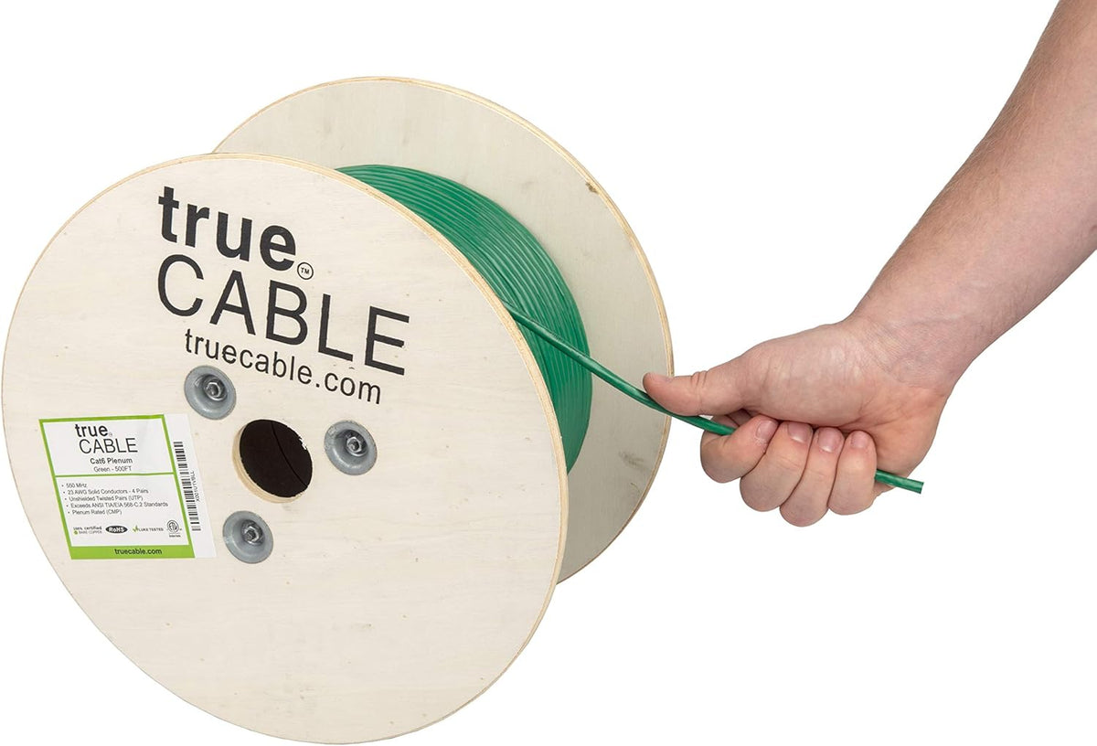 White Cat6 Plenum 500ft Bare Copper Ethernet Cable V7888