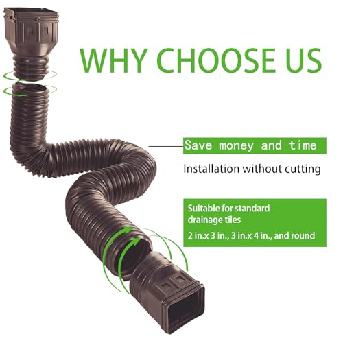 3 Pack Flexible Downspout Extension 21 to 60 Inches Brown X5109