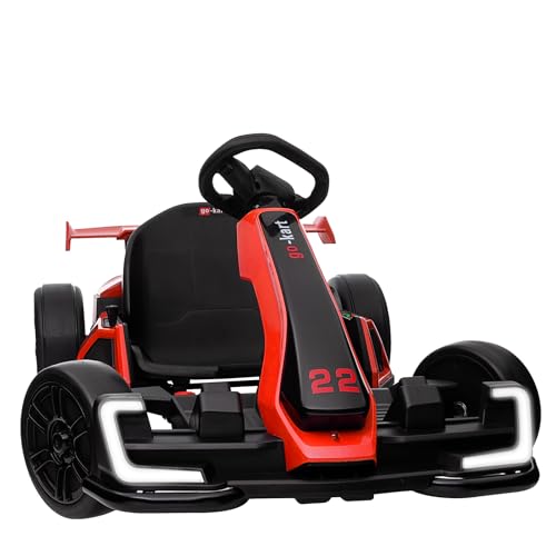 Red Electric Drift Kart Car with Adjustable Seat, 24V, 4 Speed Mode, 300W Motor, 8.5 MPH J3369
