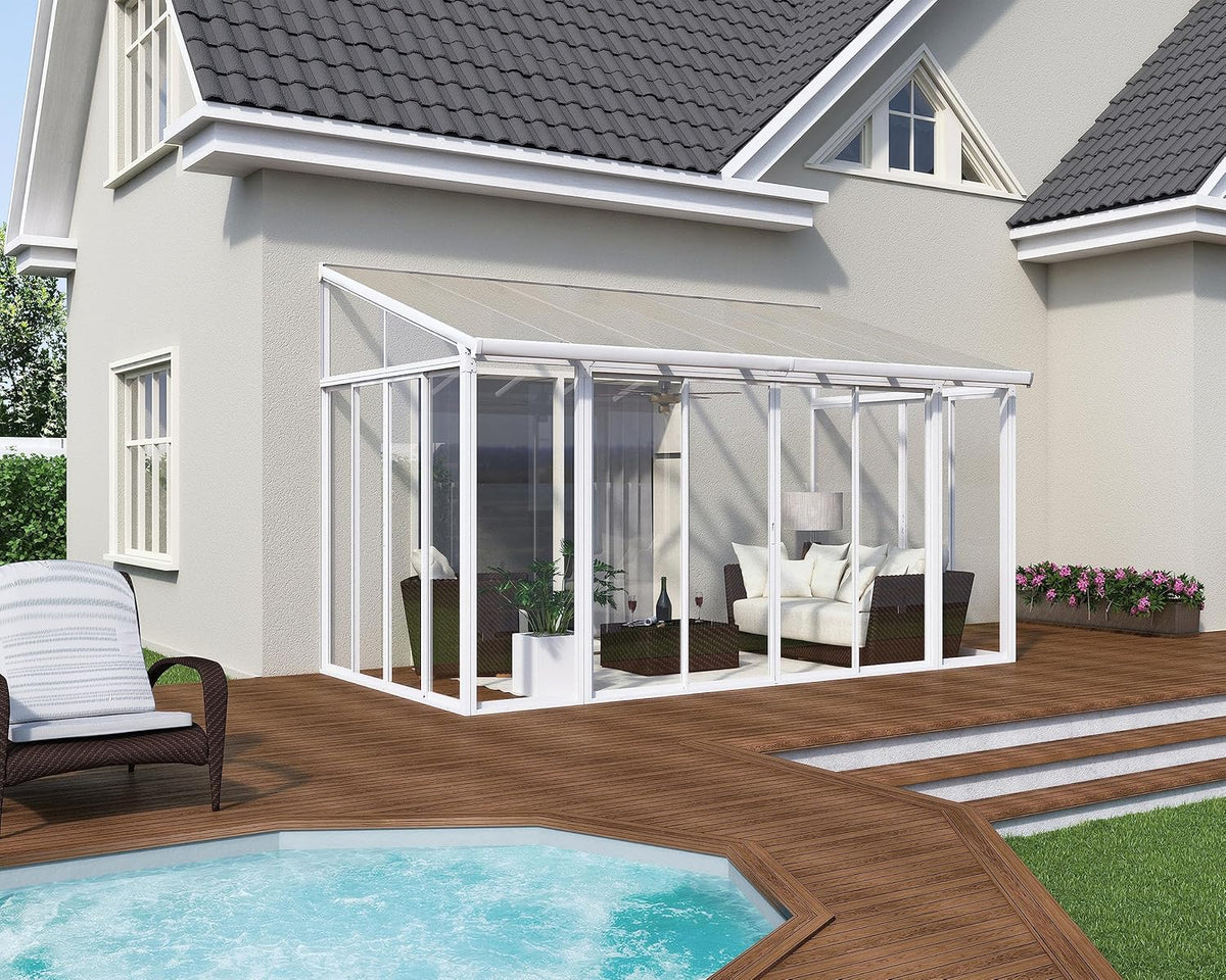 White 10x14 Enclosed Patio Cover Polycarbonate Shelter U227990