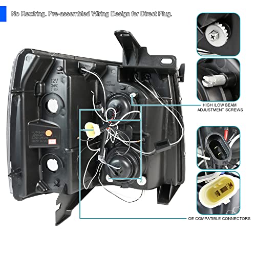 LED Projector Headlights Pair for Chevy Silverado 1500 2500HD 3500HD R8122