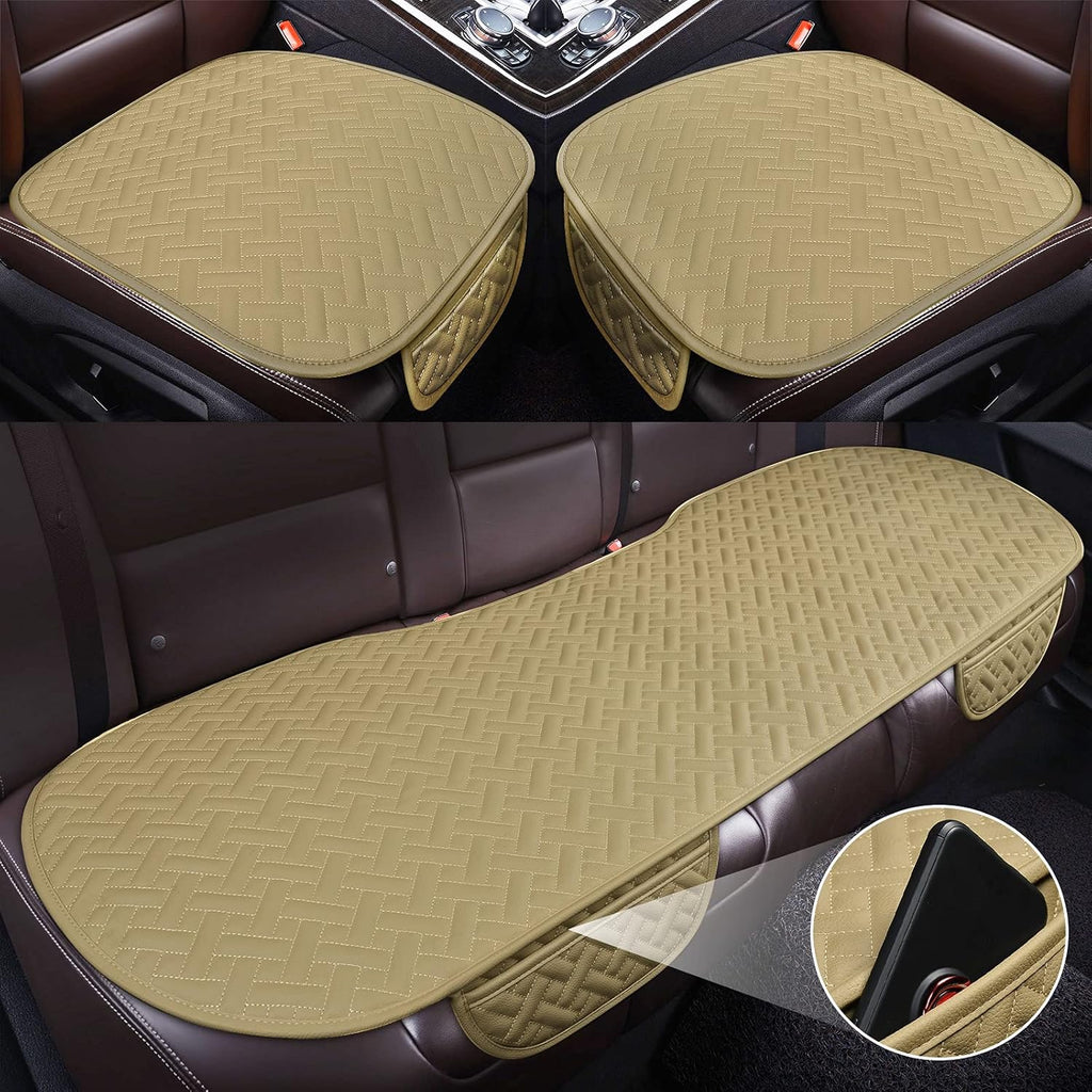 Black Leather Car Seat Bottom Covers with Pocket, Pack of 2 G86762