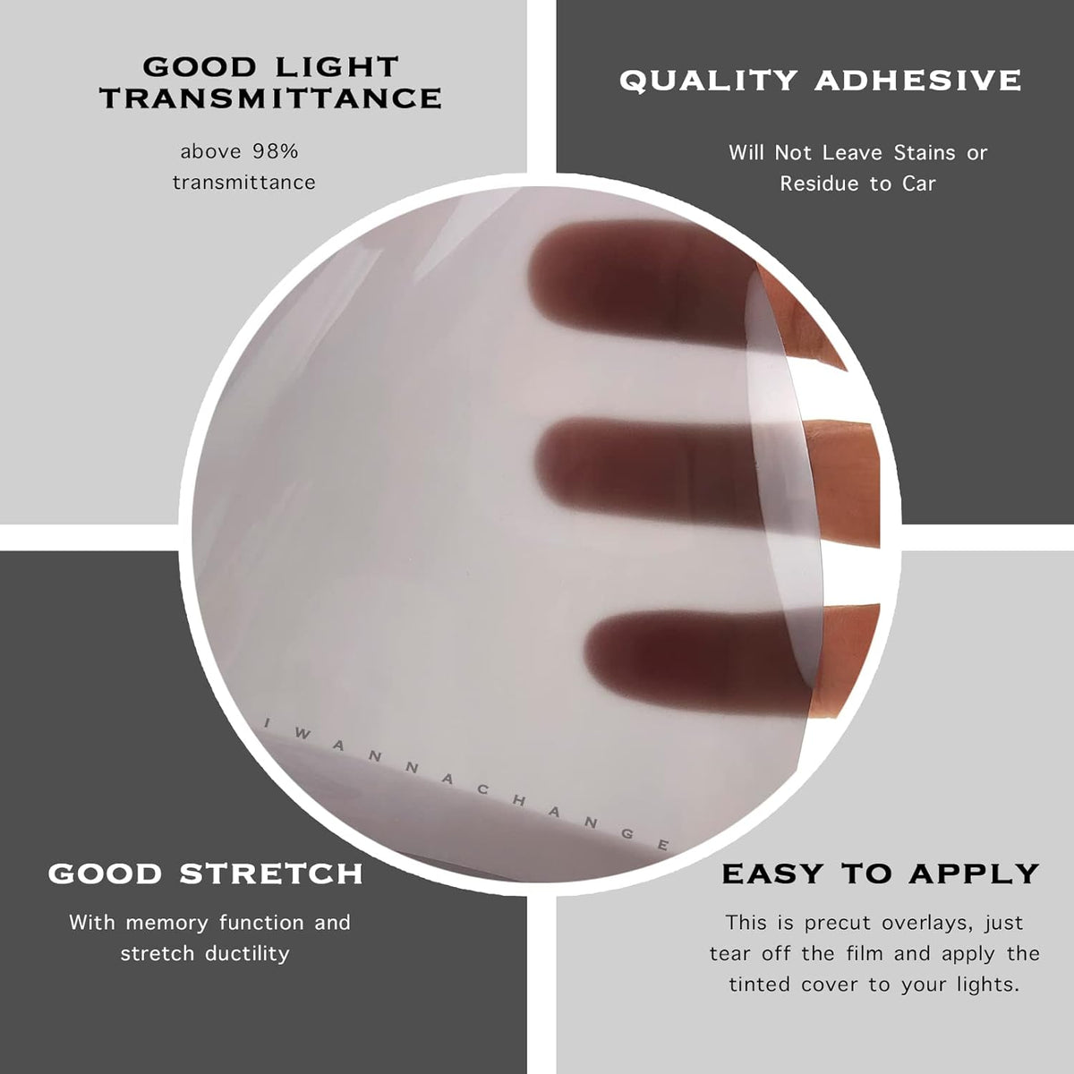 Gloss Light Smoke Headlight Overlay Tint Kit Film G934