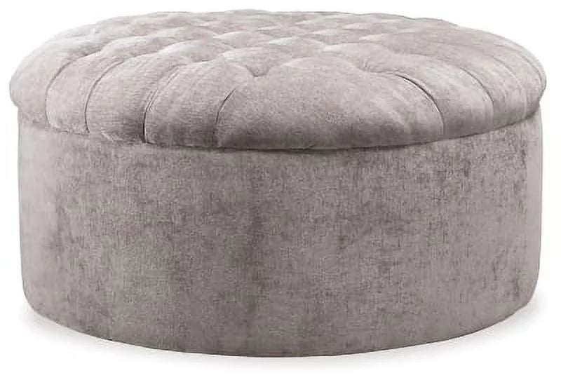 Oversized Chenille Linen Accent Ottoman F349997