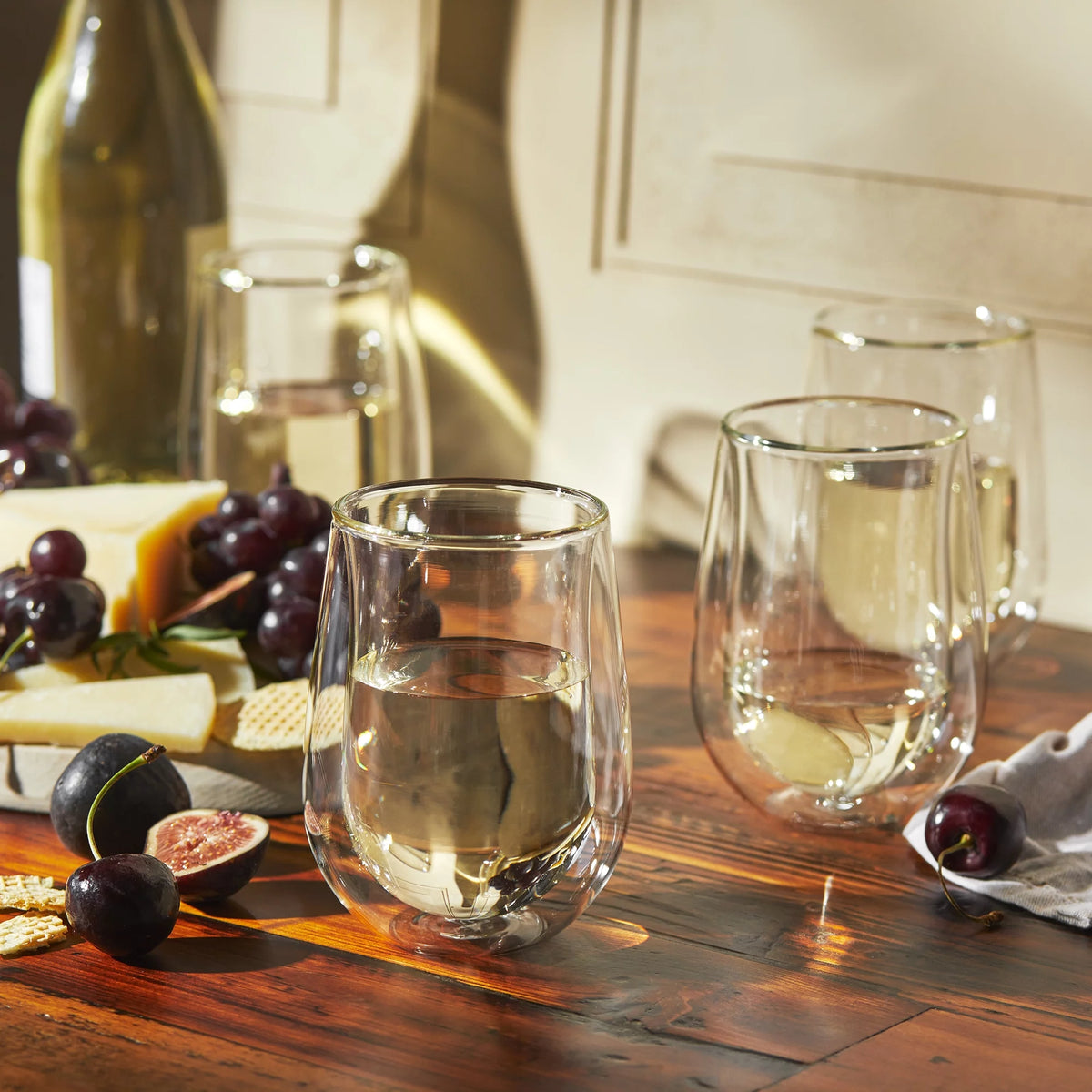 4-pc Double-Wall Stemless White Wine Glass Set Q155386