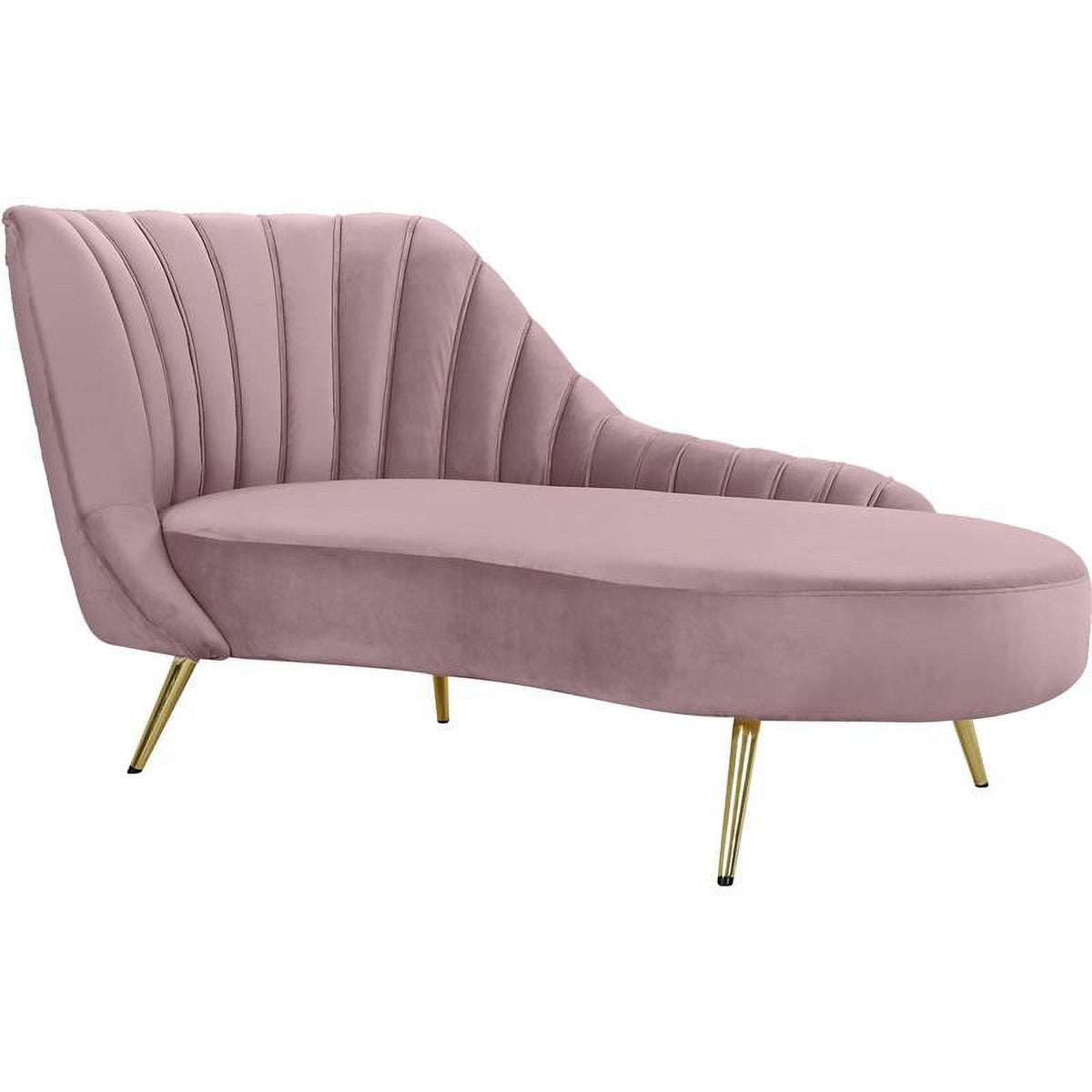 2-Piece Set with Velvet Accent Chair & Chaise in Pink and Gold L605