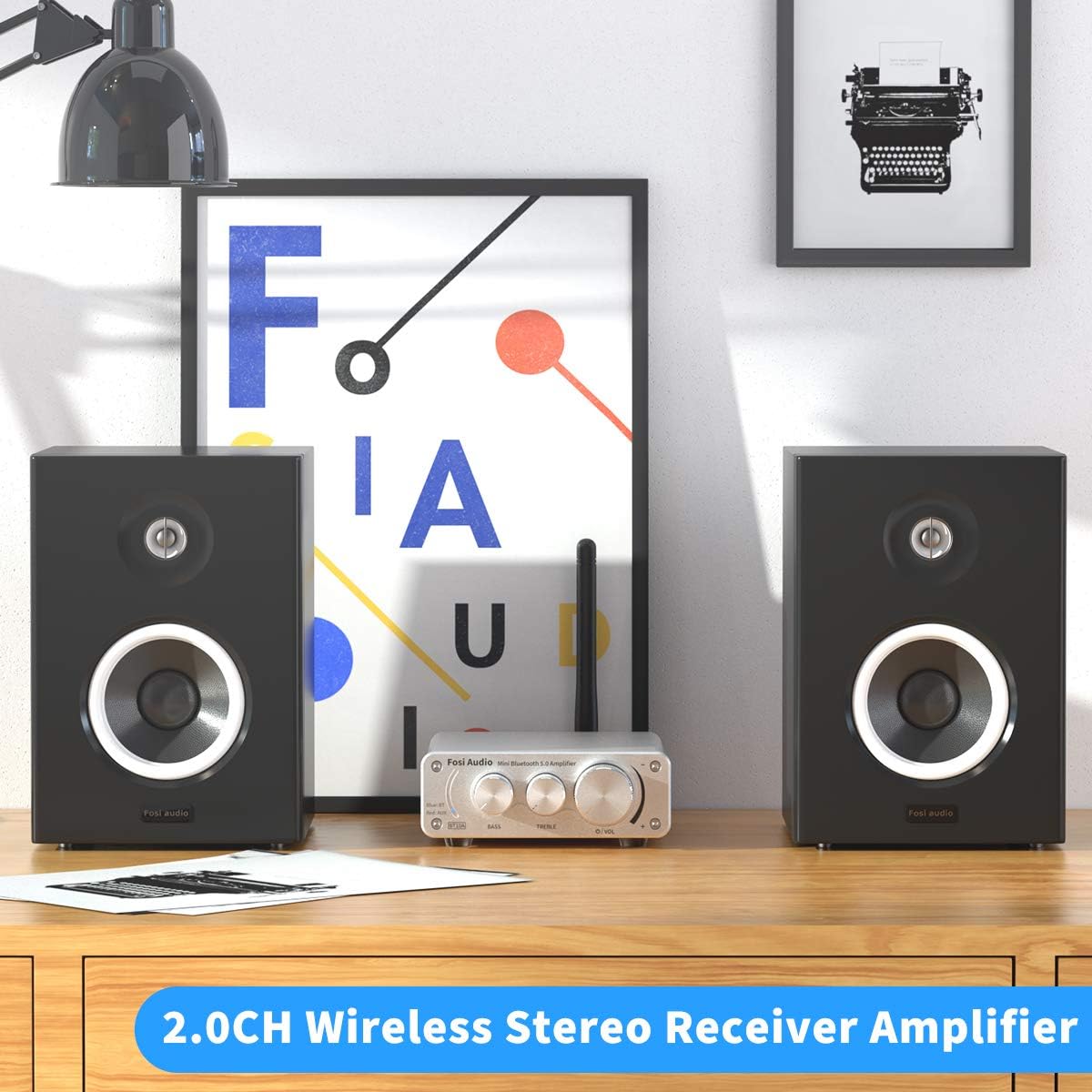 Bluetooth 5.0 Stereo Amplifier 2 Channel Mini Class D Integrated Amp with Power Supply Pack of 2 A232