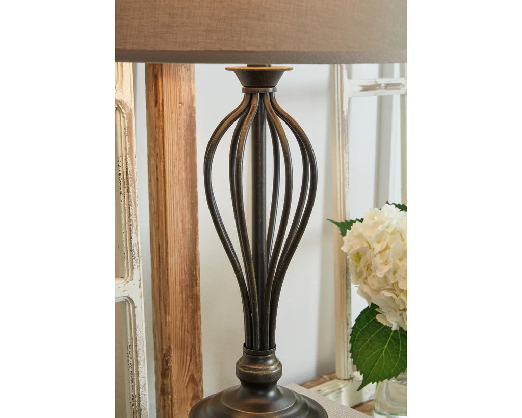 Antique Bronze Metal Table Lamp with USB-C Charging Port, Set of 2 Q94093