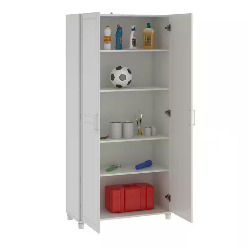 White Wood Freestanding Garage Cabinet A5830