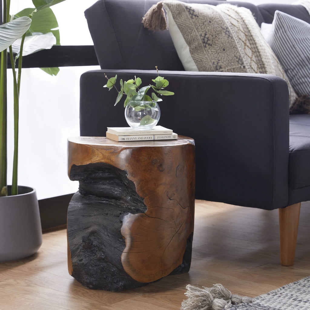 Brown Teak Wood Live Edge Accent Table C69840