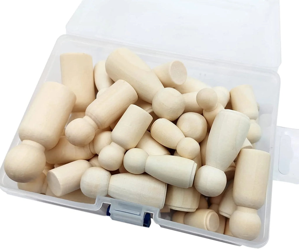 50Pcs Wooden Peg Dolls 35-65mm DIY Arts Crafts P50859