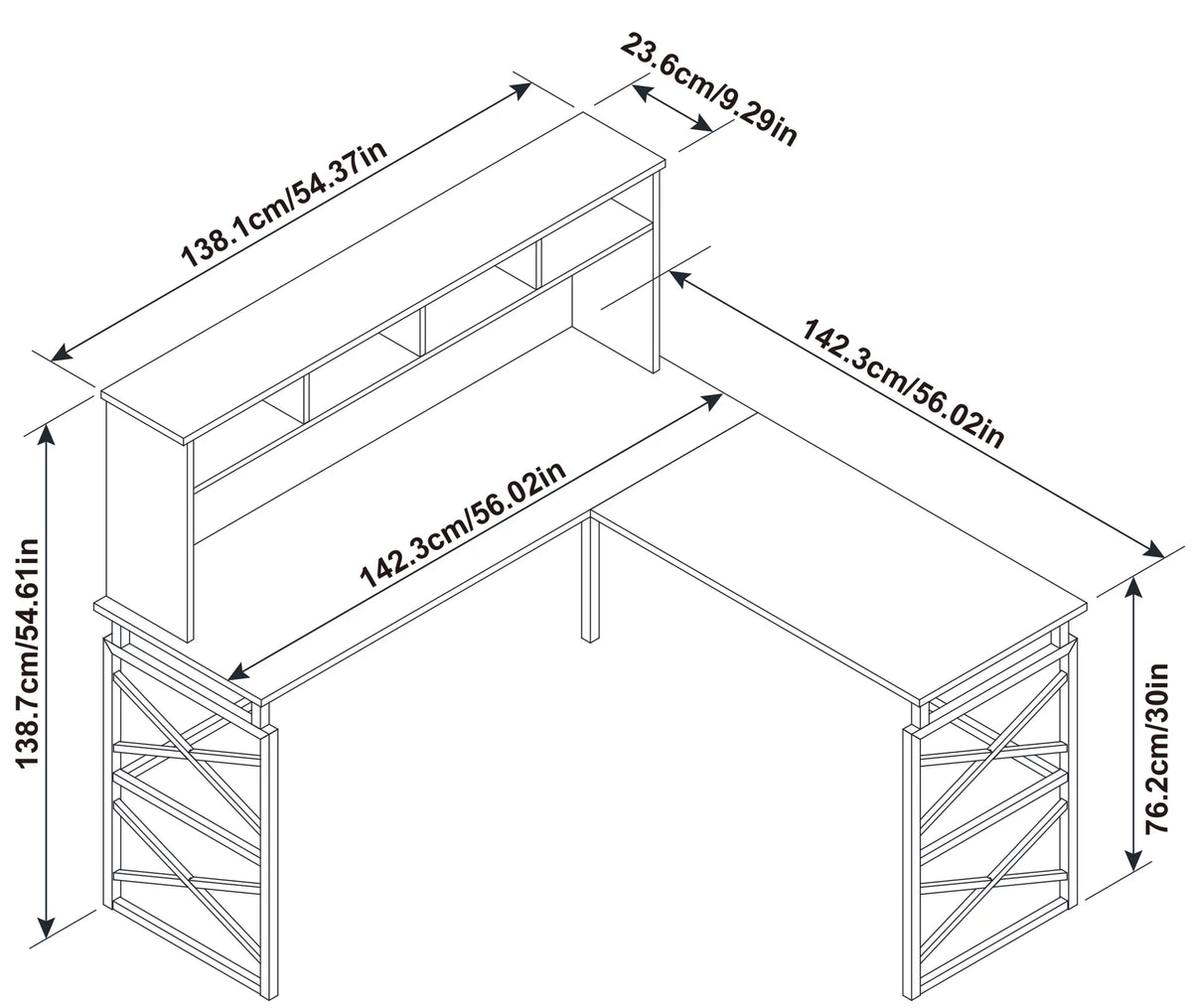 Dark Brown Wood L Desk with Metal Base I375411