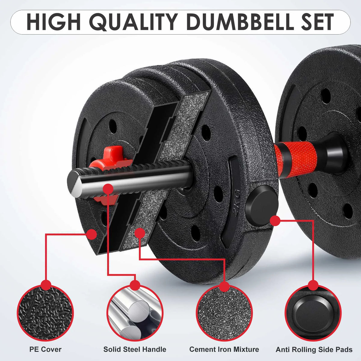 66LB 2 in 1 Adjustable Dumbbell Set with Connecting Rod H449