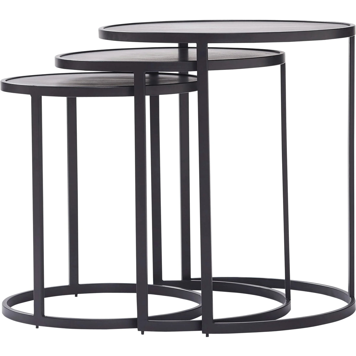 Set of 3 Black Round Stacking Nested Tables S4977