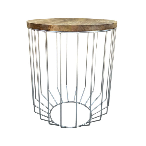 25 Inch Mango Wood Round Side End Accent Table U9333