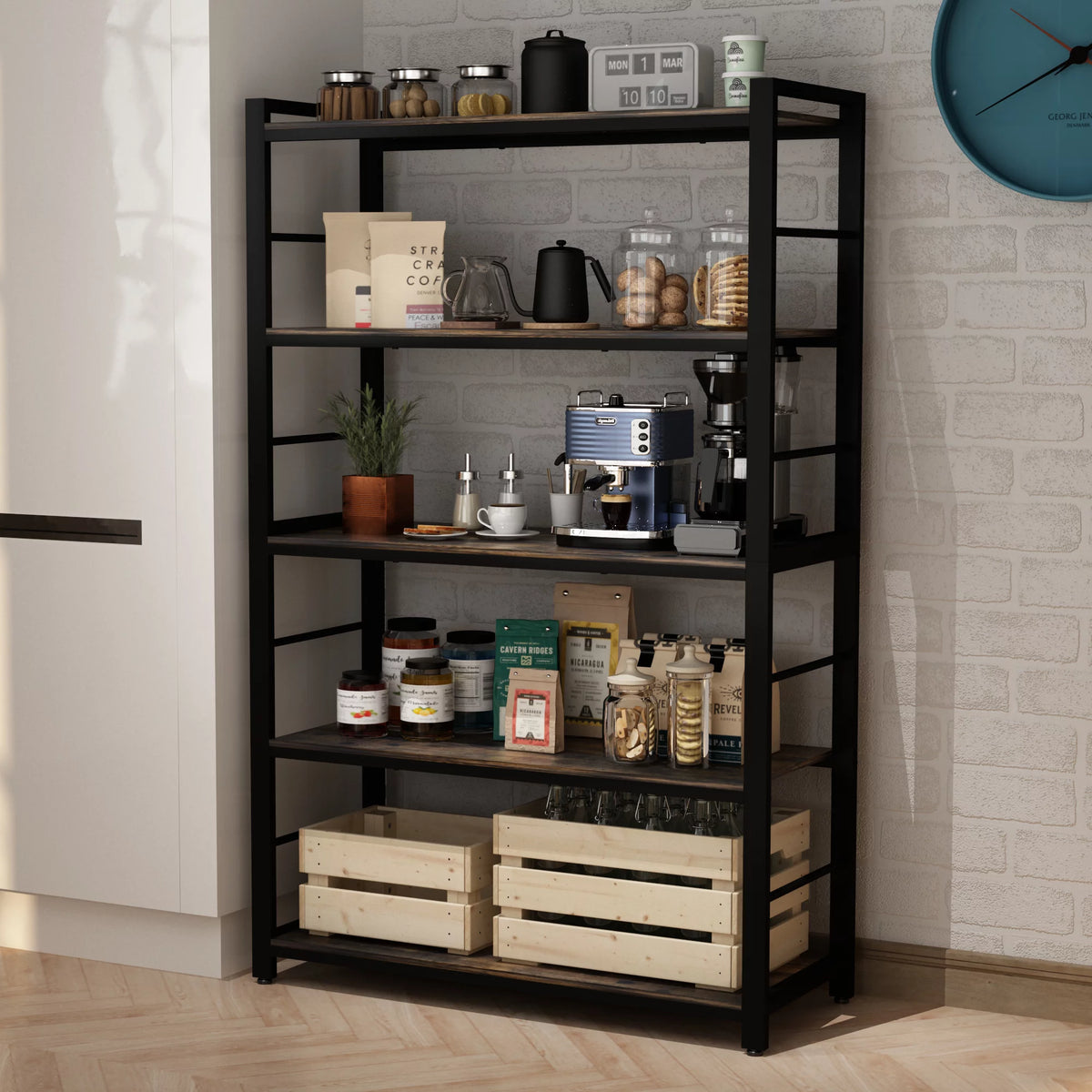 5 Tier Utility Storage Shelf with Hooks L242