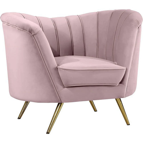 2-Piece Set with Velvet Accent Chair & Chaise in Pink and Gold L605