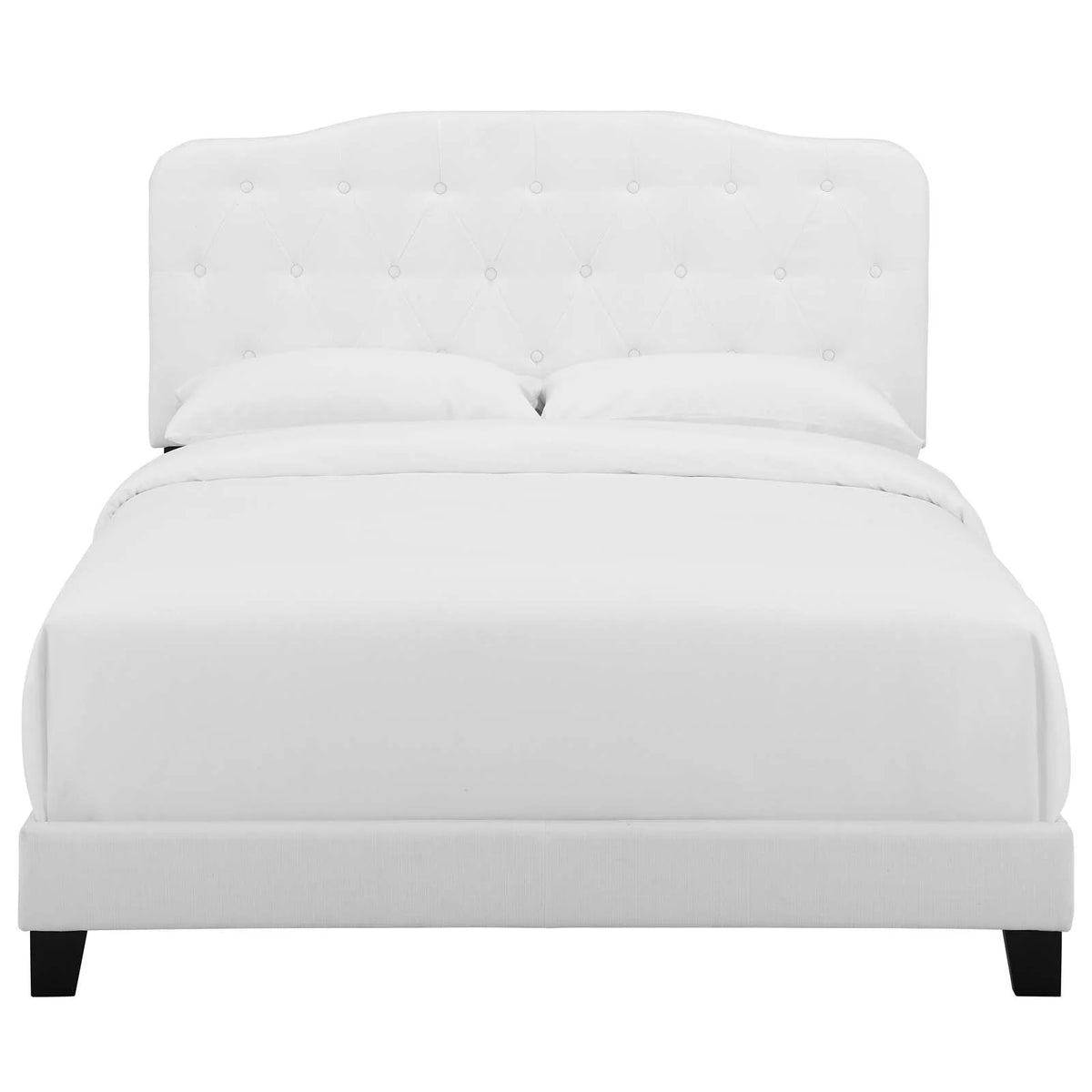 Full Upholstered Fabric Bed in White N10639