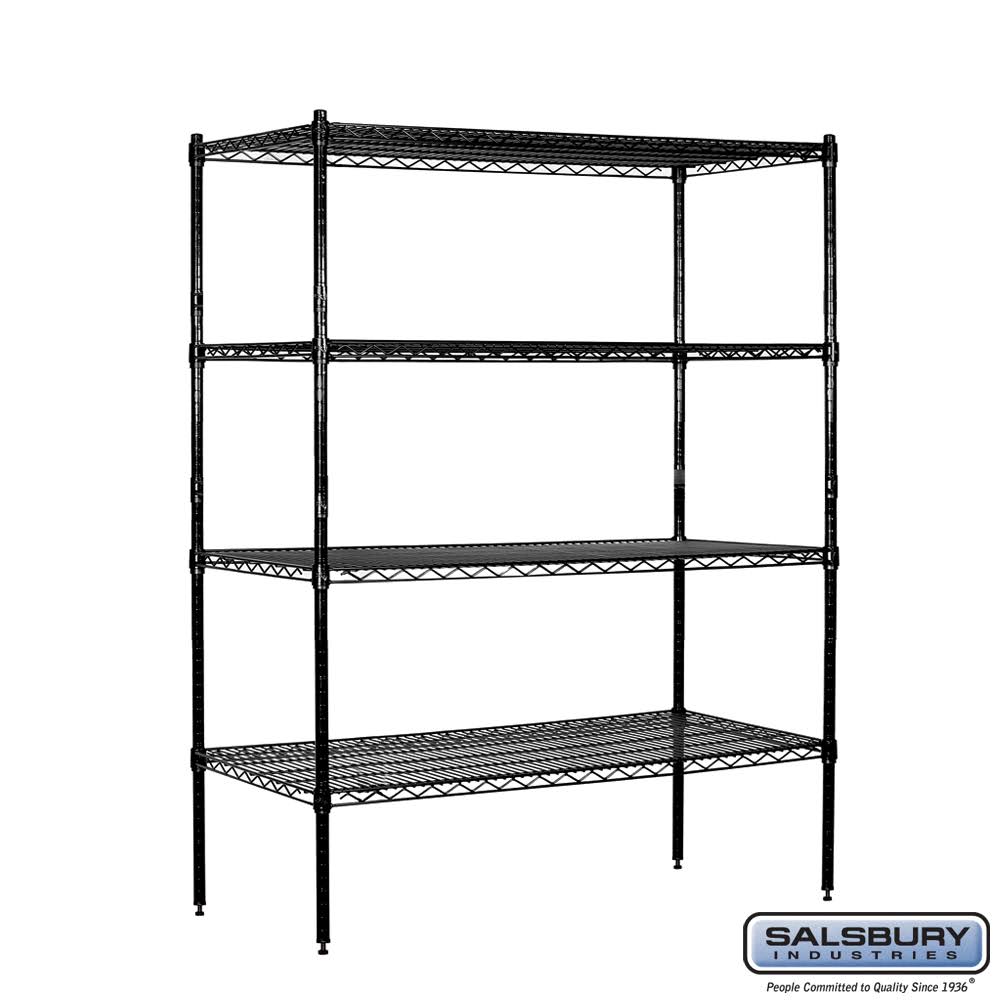 Black 4 Shelf Wire Shelving Unit J468399