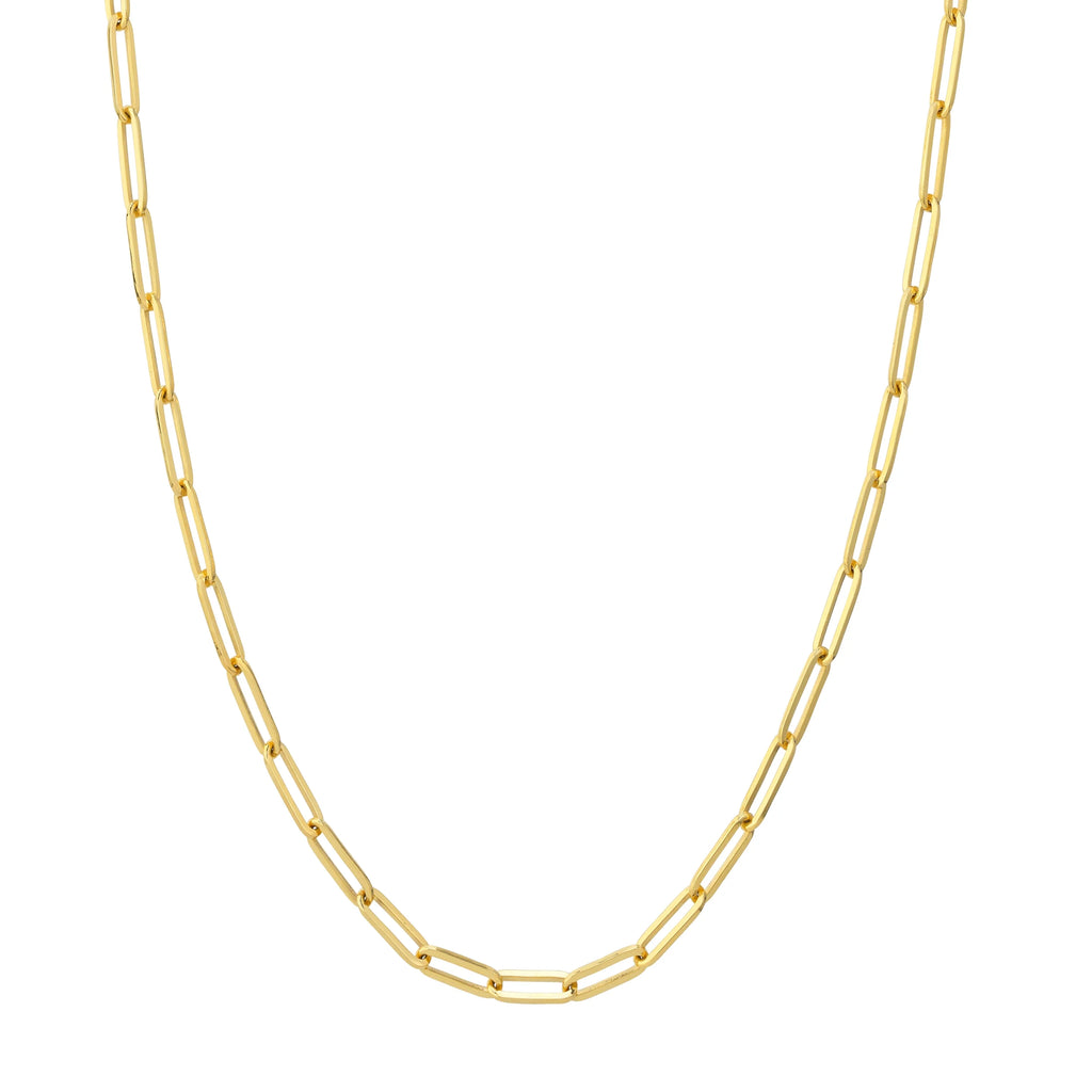 14K Solid Yellow Gold Paperclip Necklace 16 Inch J67154