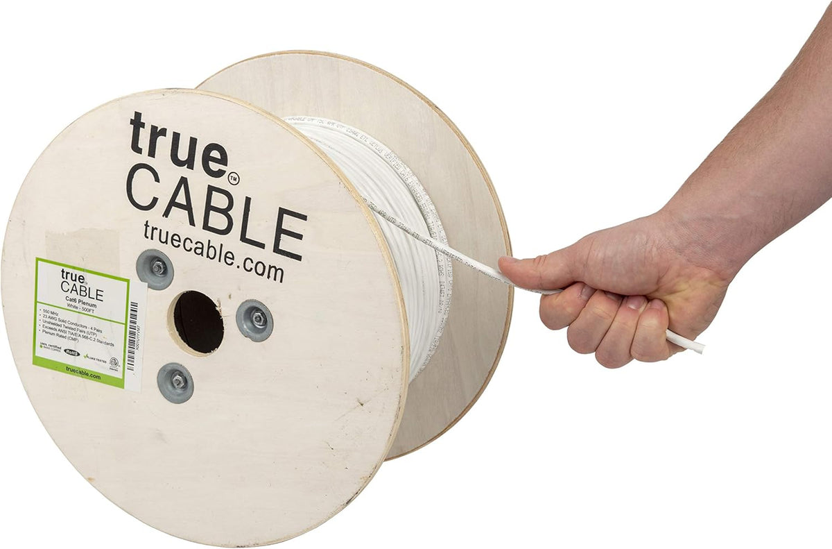 White Cat6 Plenum 500ft Bare Copper Ethernet Cable V7888