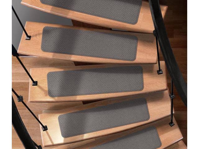 Set of 15 Attachable Carpet Stair Treads Gray 8 in. x 27 in. U547