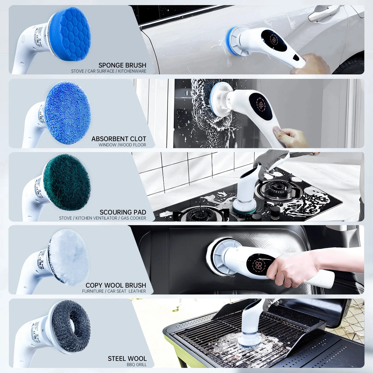 Cordless Electric Spin Scrubber with 9 Replaceable Brush Heads B895498