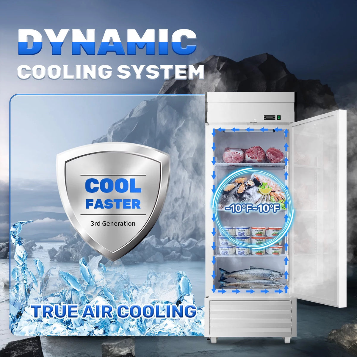 Stainless Steel Single Door Upright Freezer with Lock K84267