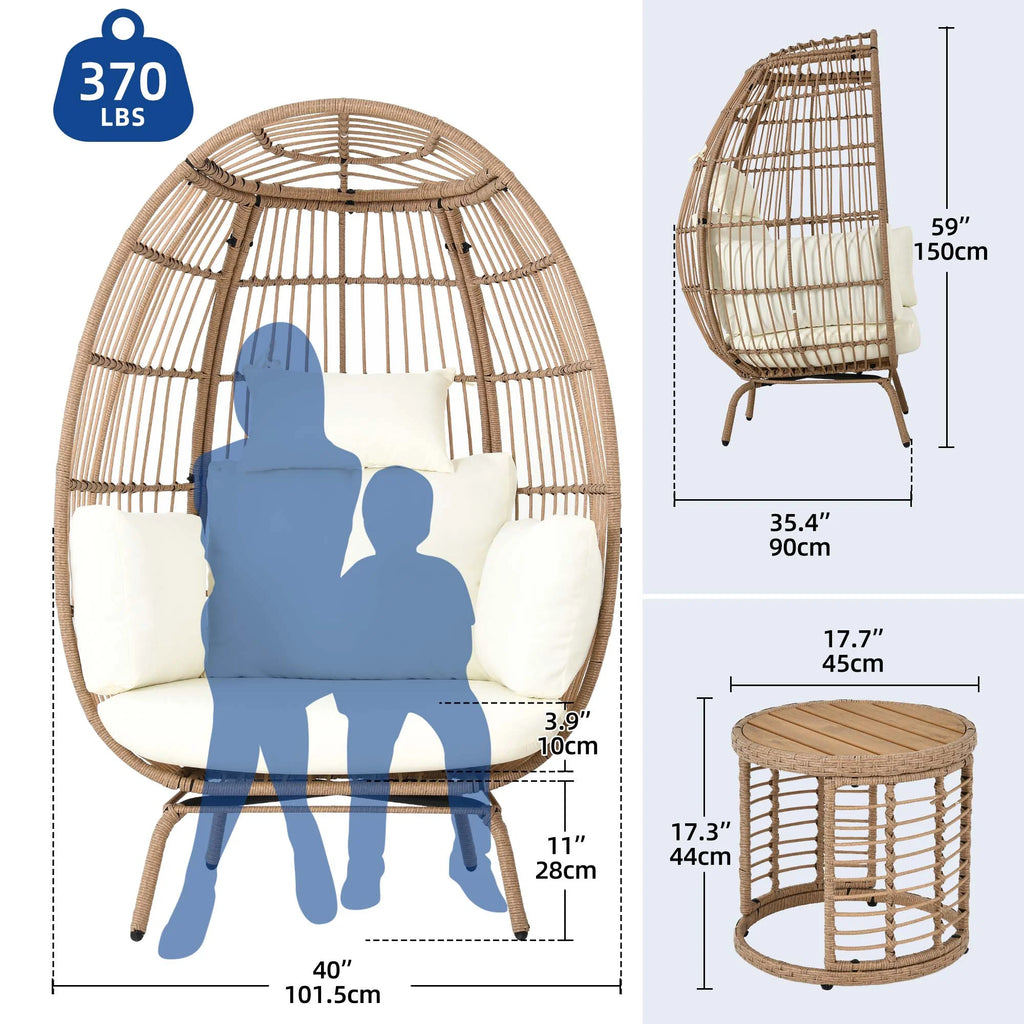 Beige Wicker Egg Chair with Cushions T77851