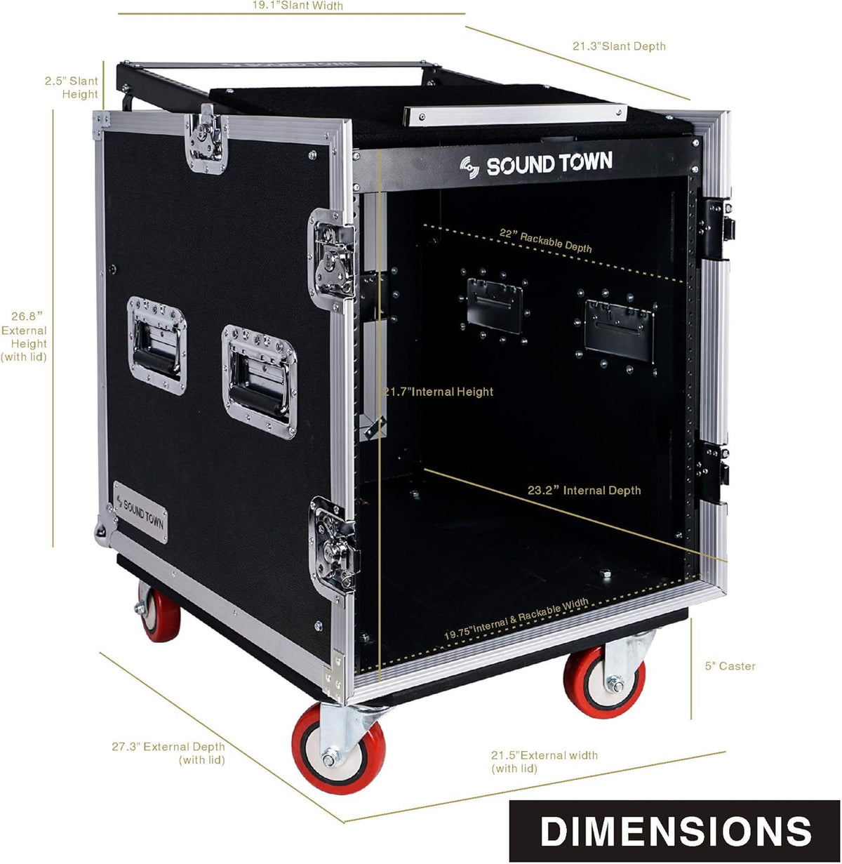 12U Slant Mixer Top Rack Case with Casters Q8327