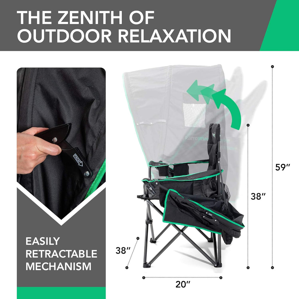 Folding Camping Chair with Canopy and Storage Bag W225621