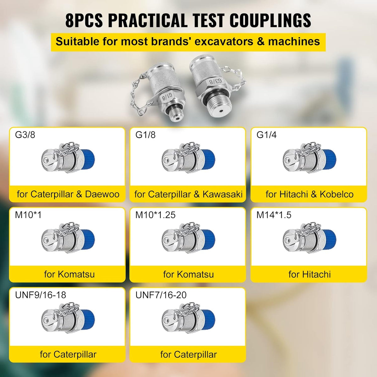 Hydraulic Pressure Test Kit 25/40/60Mpa 9 Couplings W9221