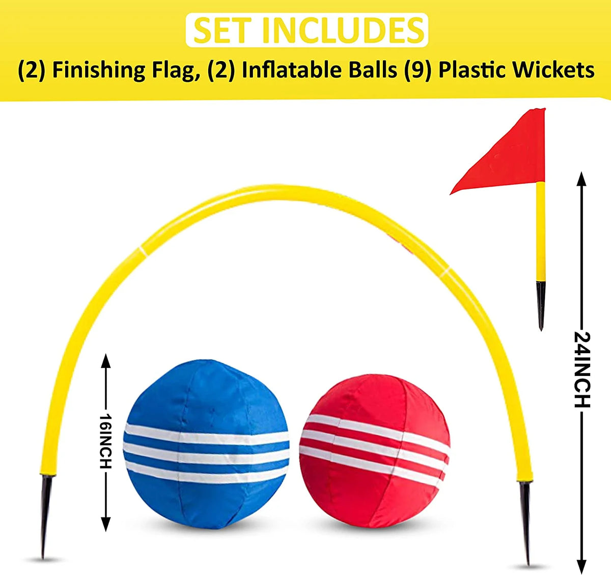 Giant Kick Croquet Game Set with Inflatable Croquet Balls, Wickets & Finish Flags Q462272