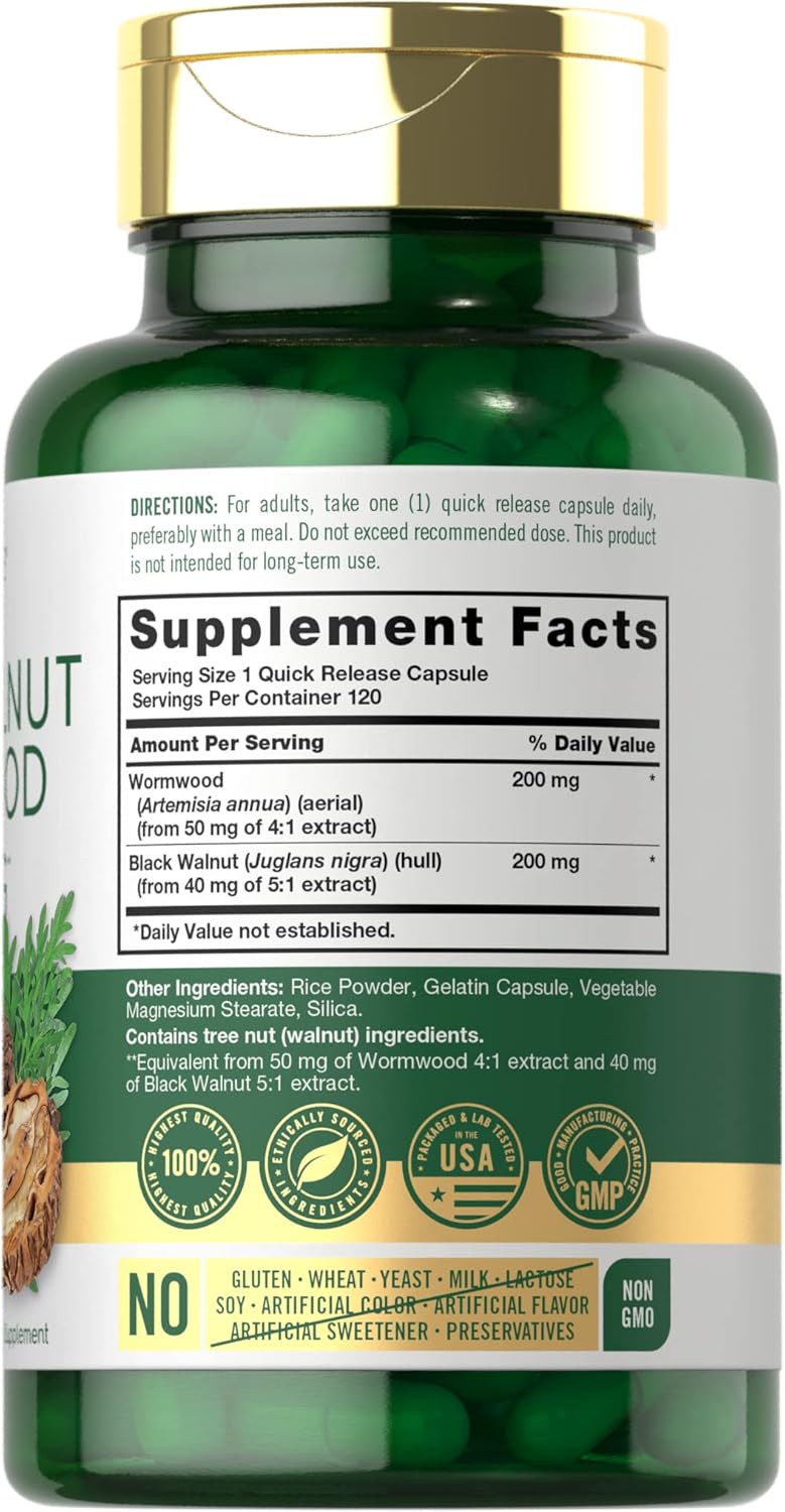 Black Walnut Wormwood 120 Capsules Herbal Complex Q333169