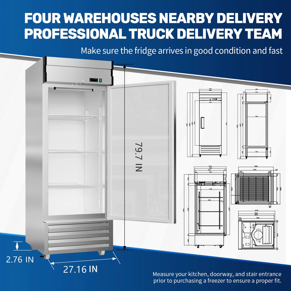 Stainless Steel Single Door Upright Freezer with Lock K84267