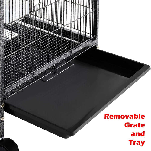 36-Inch Wrought Iron Bird Flight Cage with Rolling Stand I5460
