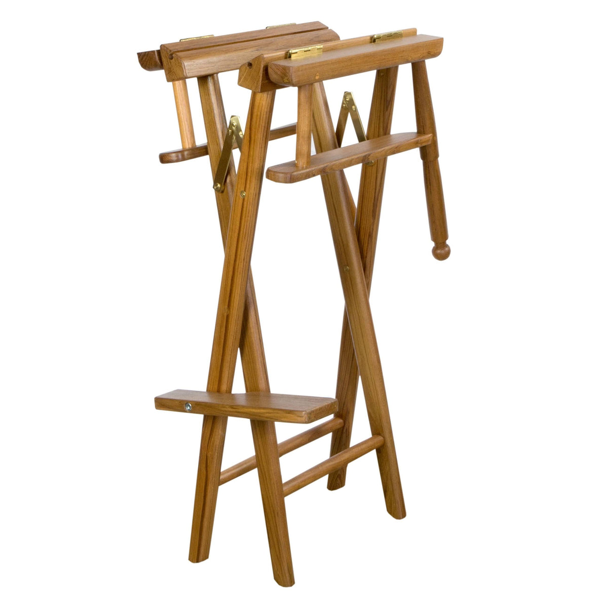 Teak Captain's Chair with Blue Seat Covers D809302