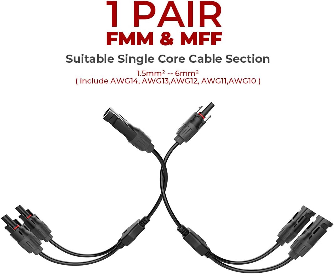 Solar Connectors Y Branch Parallel Adapter Cable Pack of 2 R86420