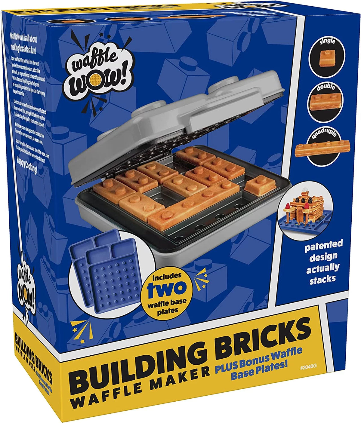 Grey Electric Waffle Maker with 2 Construction Eating Plates E8074