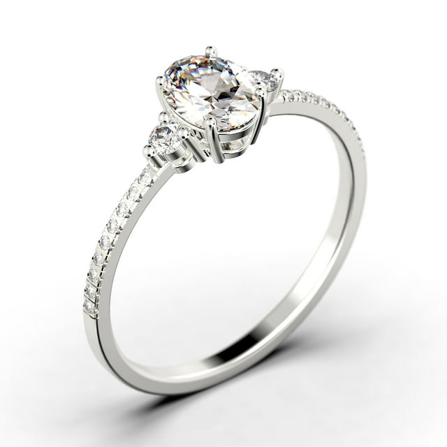 14K White Gold 3 Stone Diamond Ring R47712