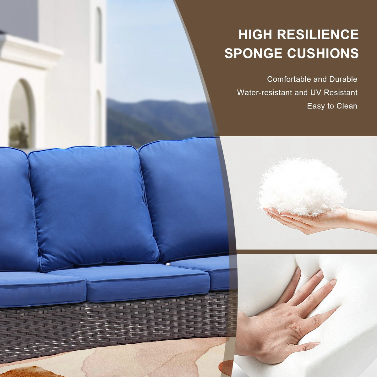 2 Pieces Outdoor Patio Wicker Sectional with Loveseat W69290