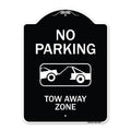 No Parking Tow Away Zone Black White 18 inch x 24 inch Aluminum Sign I1494