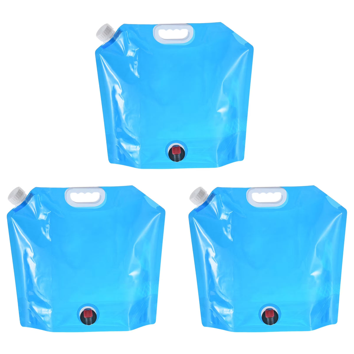 10L Collapsible Water Container Bag with Spigot, 3 Pack Blue S1196