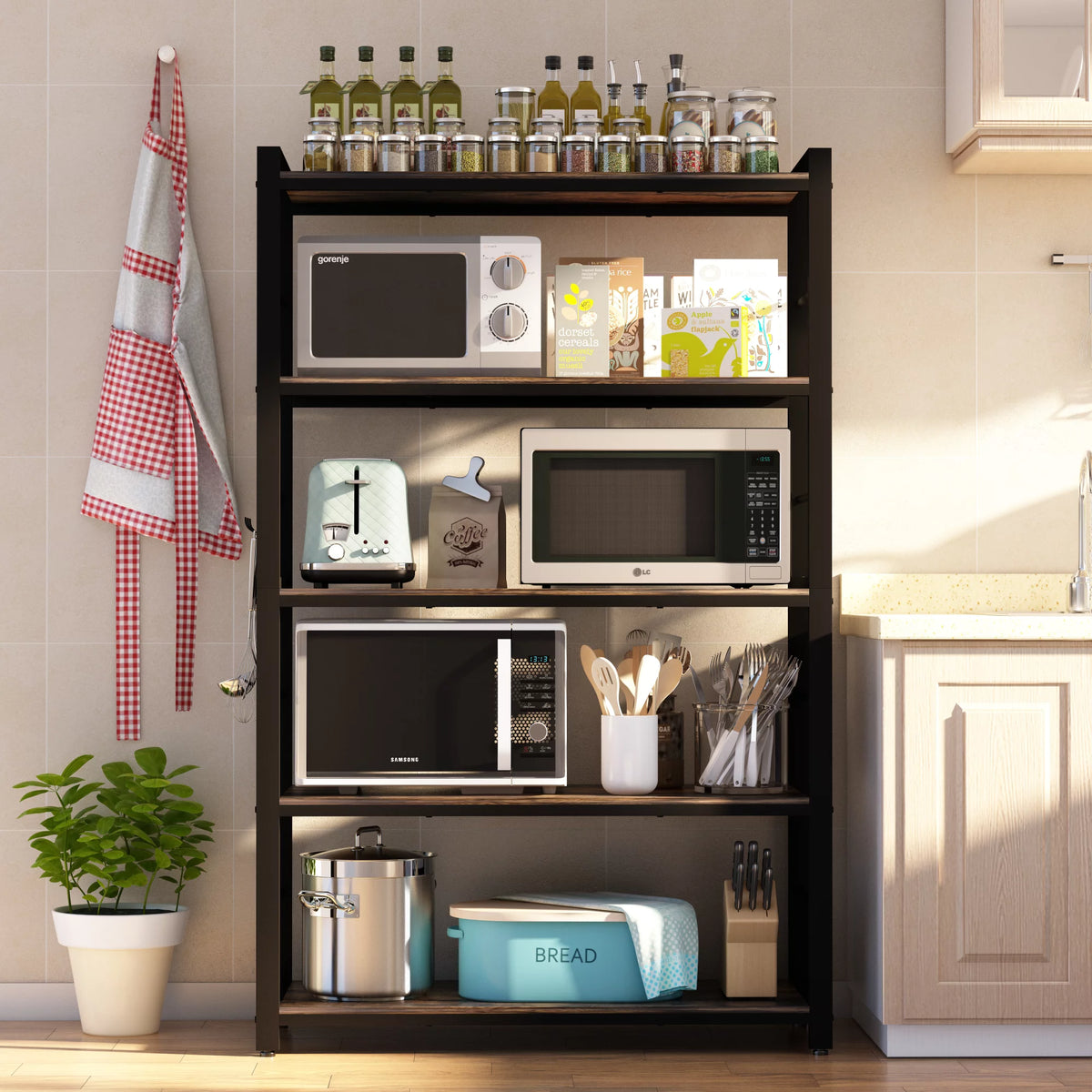5 Tier Utility Storage Shelf with Hooks L242