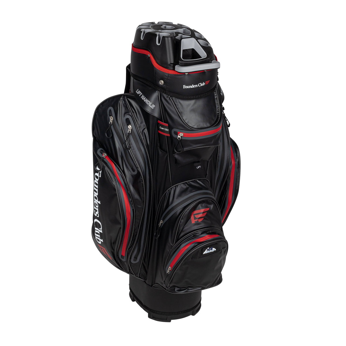 Black/Red 14 Way Waterproof Cart Bag H7677