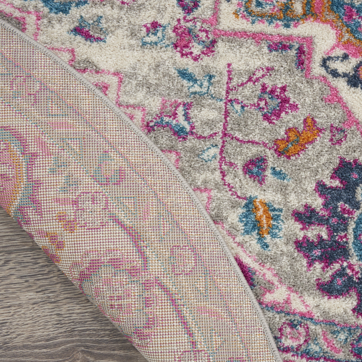 Light Grey Pink 4' Round Area Rug B441258