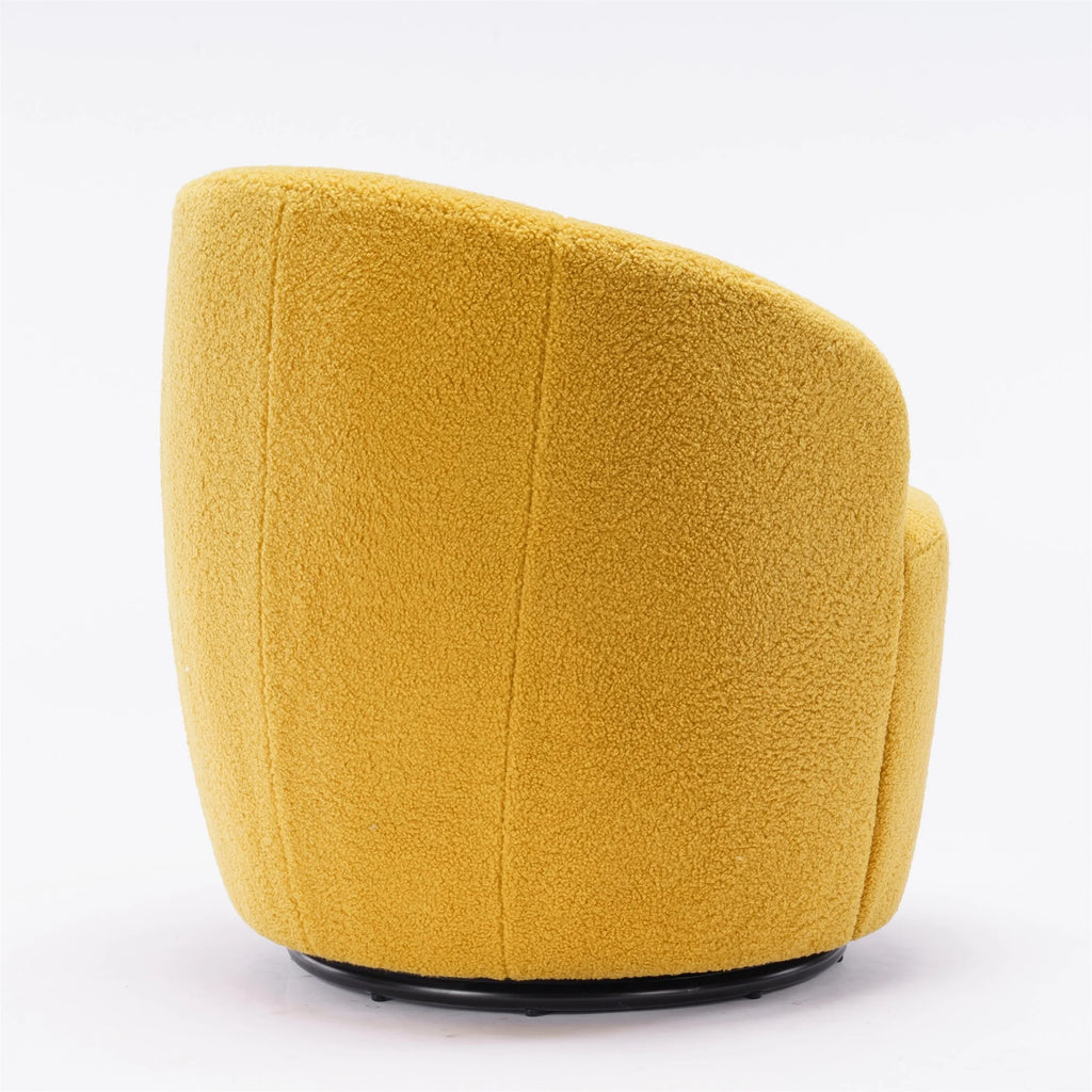Yellow Teddy Fabric Swivel Armchair D582158