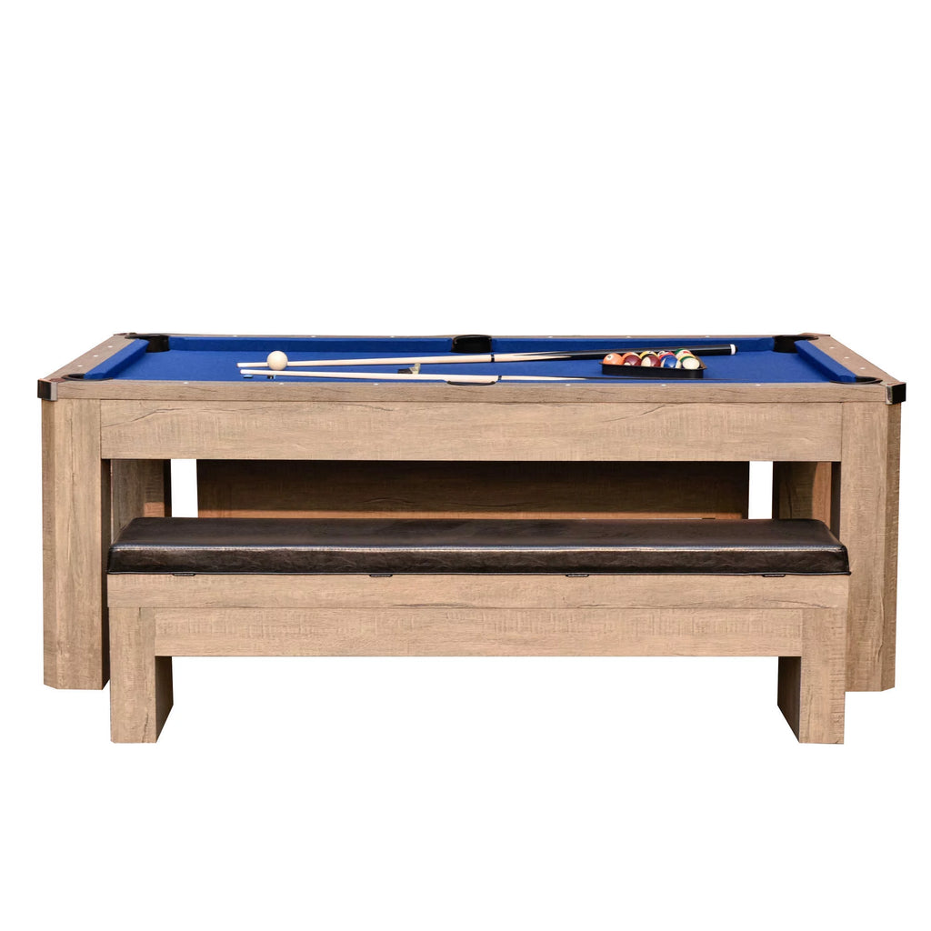Rustic Gray 7-ft Pool Table Combo Set with Benches W844